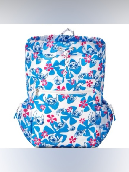 Disney Parks Drawstring Bag Backpack Stitch With Tropical Flowers - New With Tag